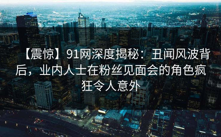 【震惊】91网深度揭秘：丑闻风波背后，业内人士在粉丝见面会的角色疯狂令人意外