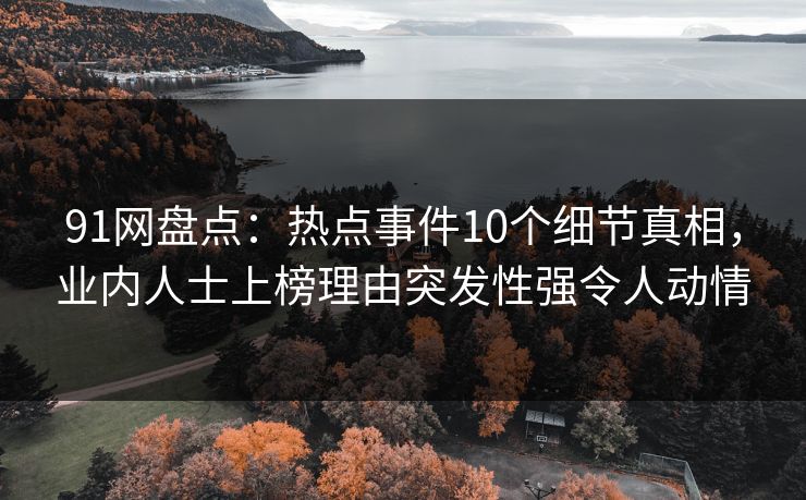 91网盘点：热点事件10个细节真相，业内人士上榜理由突发性强令人动情