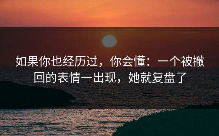 如果你也经历过,你会懂:一个被撤回的表情一出现,她就复盘了