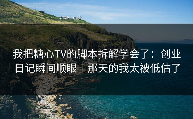 我把糖心TV的脚本拆解学会了：创业日记瞬间顺眼｜那天的我太被低估了